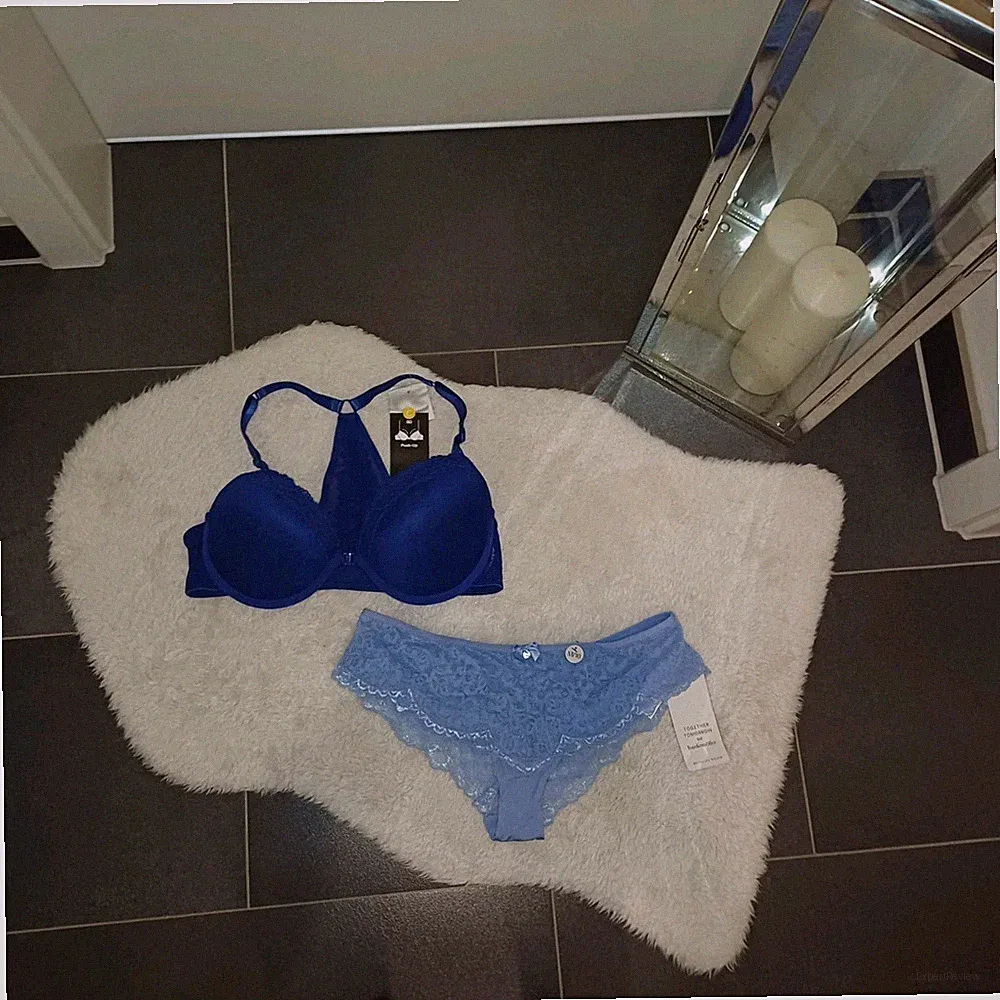 Neu Hunkemöller BH-SET 80 C Push-up-BH blau spitze slip TopZustand