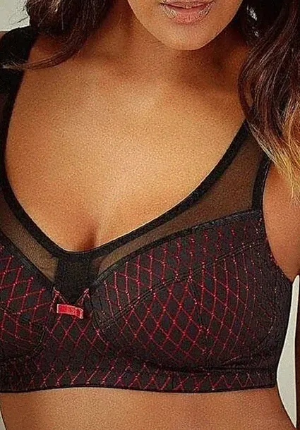 NEU LUXUS ENTLASTUNGS BH OHNE BÜGEL 75 G DESSOUS DESSUS schwarz rot *95082842