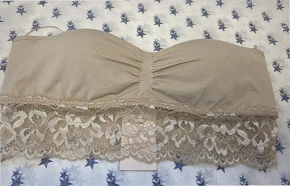 Neu M&S Marks & Spencer 8-10 16-18 mandelfarben leicht gepolsterter trägerloser Bandeau-BH