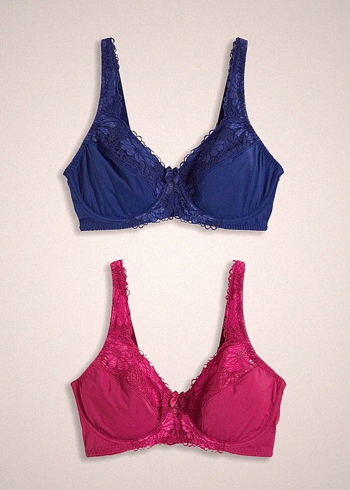 Neu Minimizer-BH mit gepolsterten Trägern Gr. 90 Cup D Blau Beere Bra Unterhemd