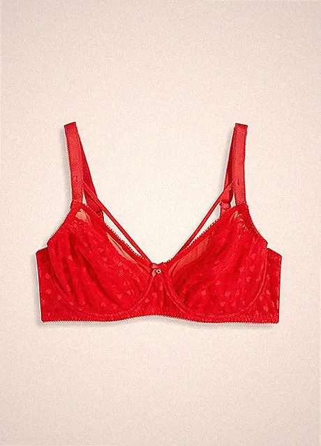 Neu Minimizer-BH mit Herzmuster Gr. 100 Cup G Erdbeere Damen-Bra m Bügel Dessous