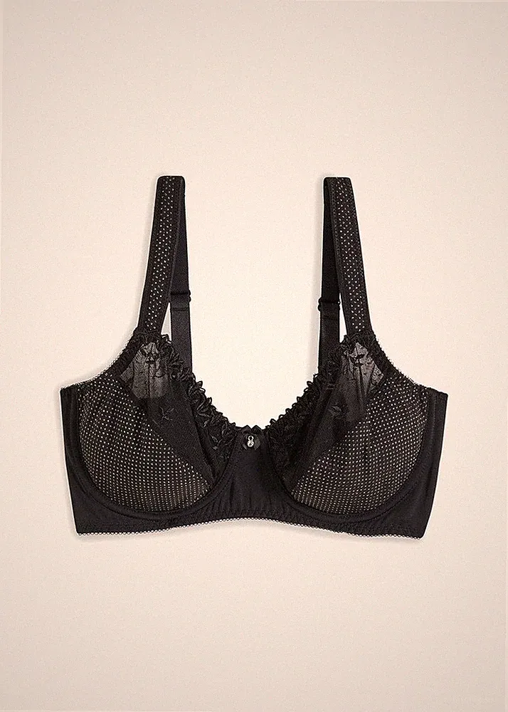 Neu Minimizer BH mit schimmernden Details und Stickerei Gr. 90 E Schwarz Bra