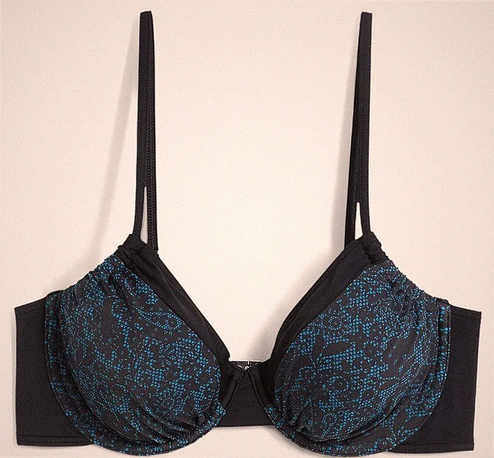 Neu Minimizer Bikini Oberteil Gr 80 Cup D Petrol Schwarz Schwimm-Bra Bade-BH