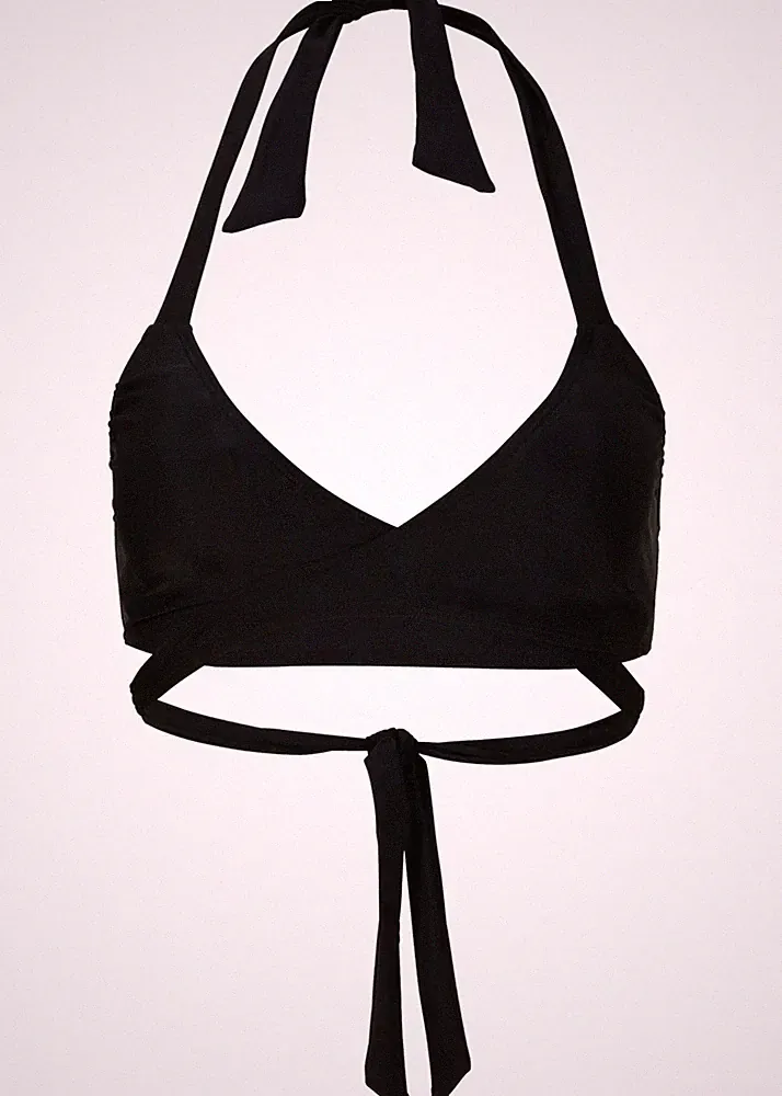 Neu Neckholder Bikini Oberteil Gr. 36 A+B Schwarz Damen Schwimm-Bade-BH