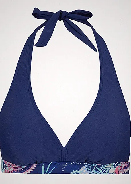 Neu Neckholder Bikini Oberteil Gr. 36 Blau Damen-Bademode Schwimm-Bade-BH Bra