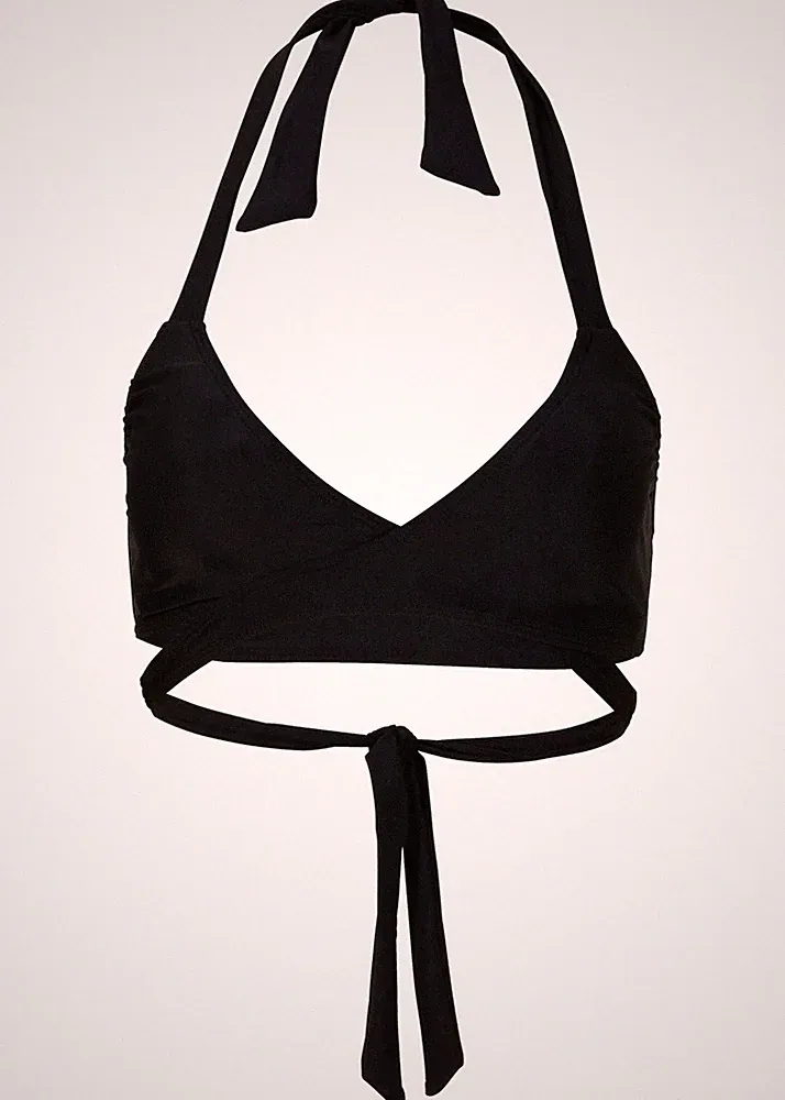 Neu Neckholder Bikini Oberteil Gr. 38 A+B Schwarz Damen Schwimm-Bade-BH
