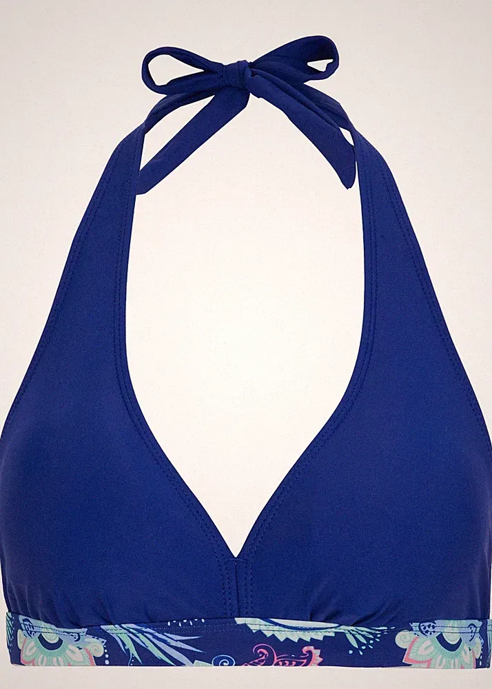 Neu Neckholder Bikini Oberteil Gr. 44 Blau Bademode Schwimm-Bra Bade-BH Oberteil