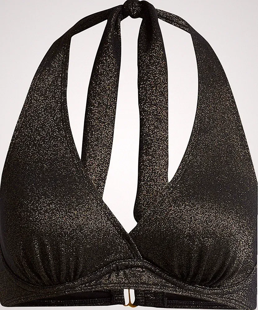 Neu Neckholder Bikini Oberteil Gr. (80) B chwarz Schwimm-Bade-BH Oberteil