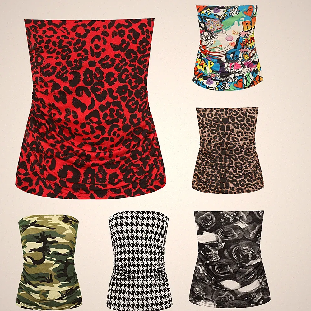 Neu Plus Damen Animal Print langes Boob Röhre Bandeau Damen ärmelloses Top