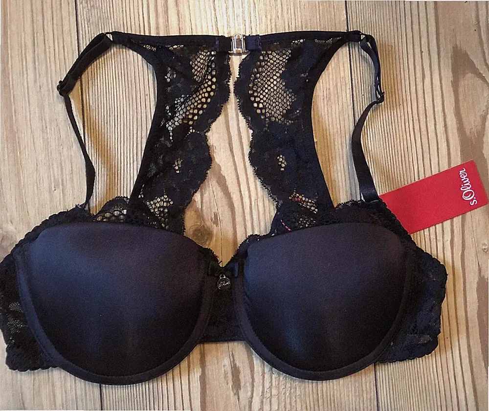NEU PUSH-UP BALCONETTE SCHALEN BH SPITZENRÜCKEN 70 B S'OLIVER schwarz *74201932