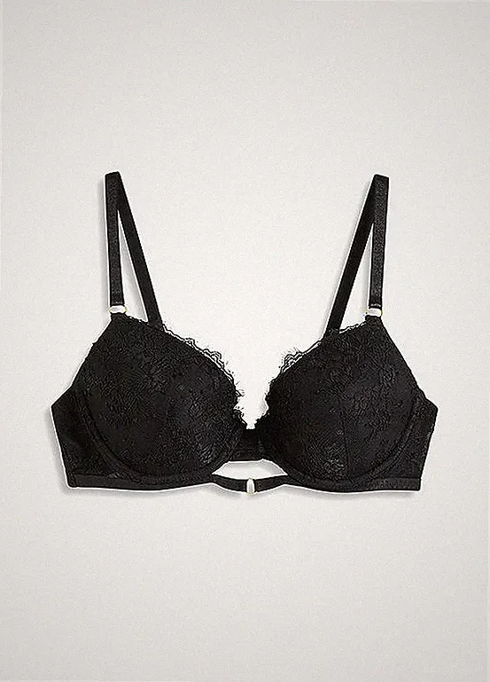 Neu Push-up-BH mit Bügel Gr. 90 Cup D Schwarz Unterwasche Oberteil Unterhemd
