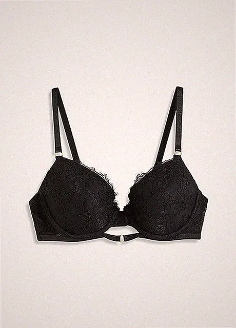 Neu Push-up-BH mit Bügel Gr. 95 Cup D Schwarz Unterwasche Oberteil Unterhemd