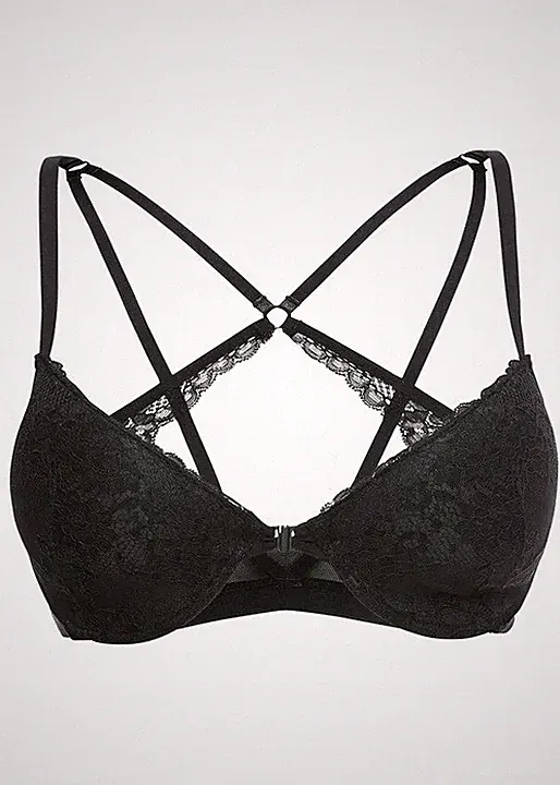 Neu R-Ware Vorderverschluss Schalen BH mit Racerback Gr. 95D Schwarz Bra Dessous