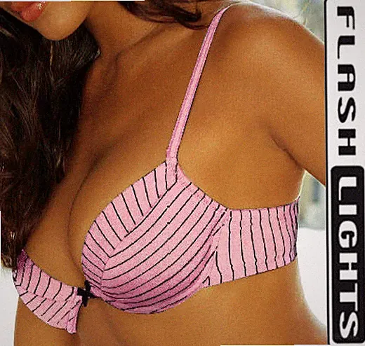 NEU: ROSA mit NADELSTREIFEN SEXY FRECH PUSH-UP BH BÜGEL 65 A FLASHLIGHTS *892893