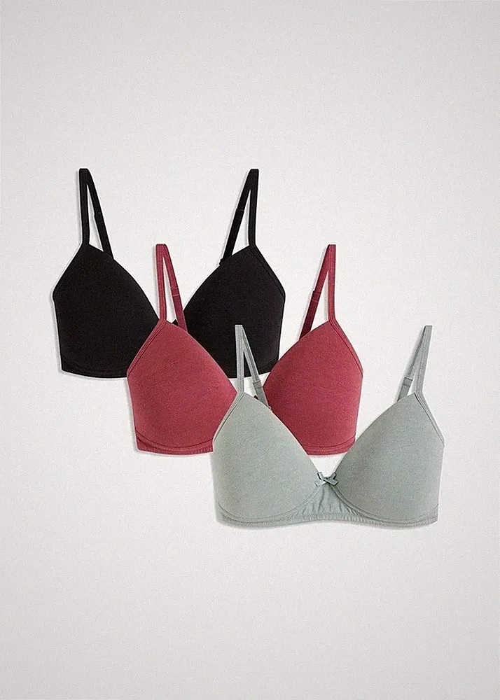 Neu Schalen-BH 3er Pack Gr. 80 Cup C Schwarz Beere Salbei Bra Dessous Unterhemd