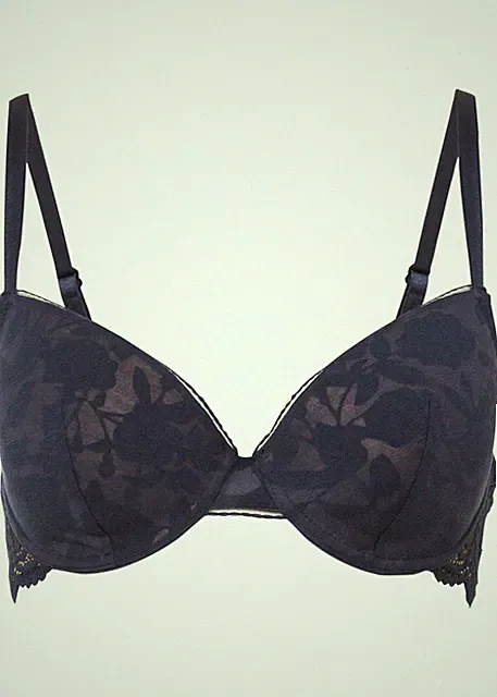Neu Schalen BH m Bügel Gr 90 Cup D Indigogblau Hellbraun Unterwasche Bra Dessous