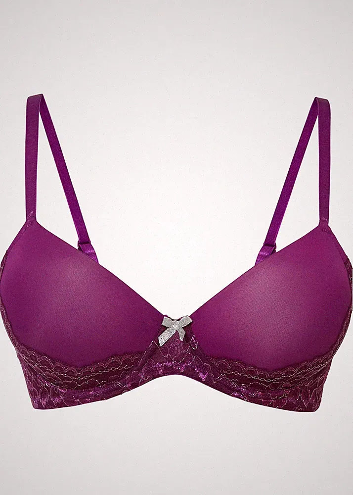 Neu Schalen-BH mit Bügel Gr. 100 Cup D Veilchenlila Silber Damen-Bra Oberteil