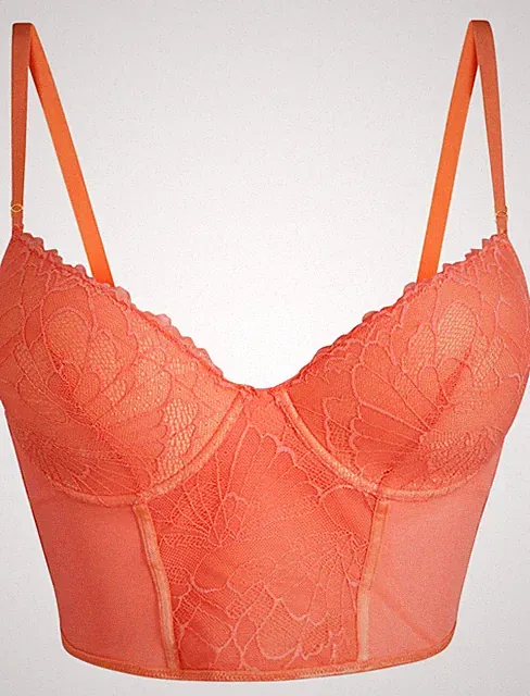 Neu Schalen BH mit Bügel Gr. 85 Cup C Lachsorange Damen-Unterwäsche Bra Dessous