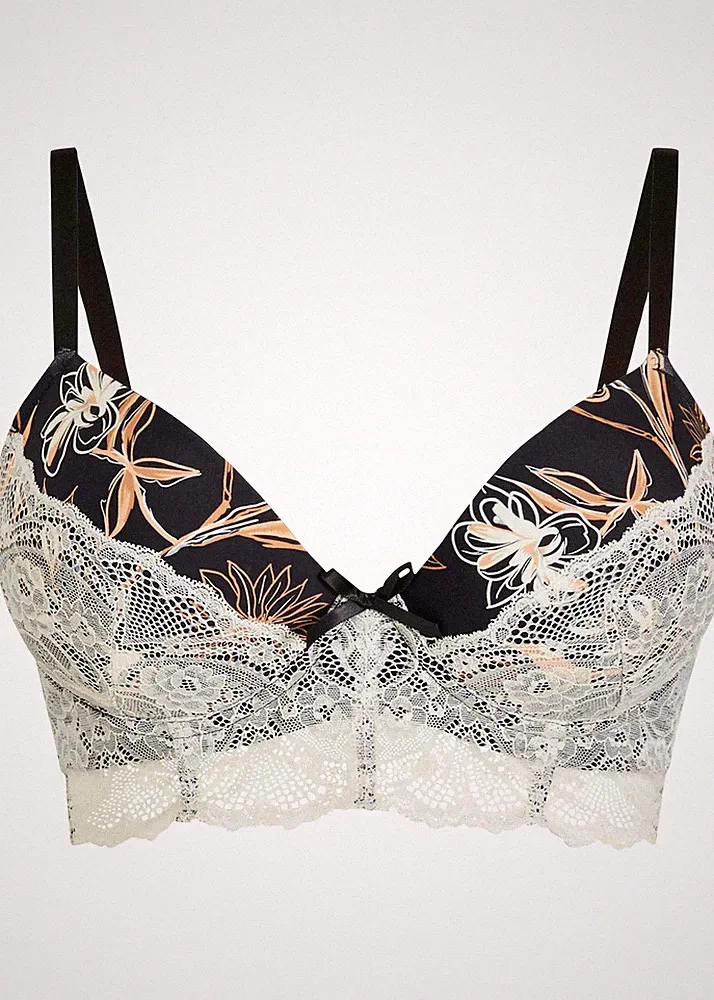 Neu Schalen BH mit Bügel Gr (85) D Cremeweiß Gold Bra Dessous Unterhemd Oberteil