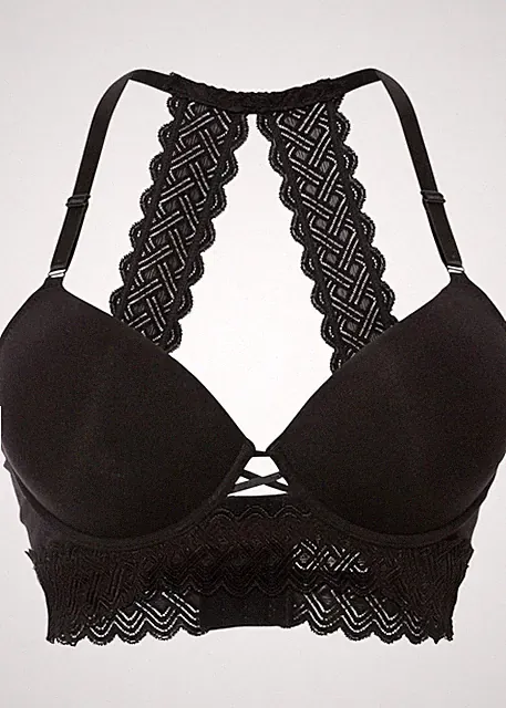 Neu Schalen BH mit Racerback Gr. (100) C Schwarz Damen Bra Oberteil Dessous