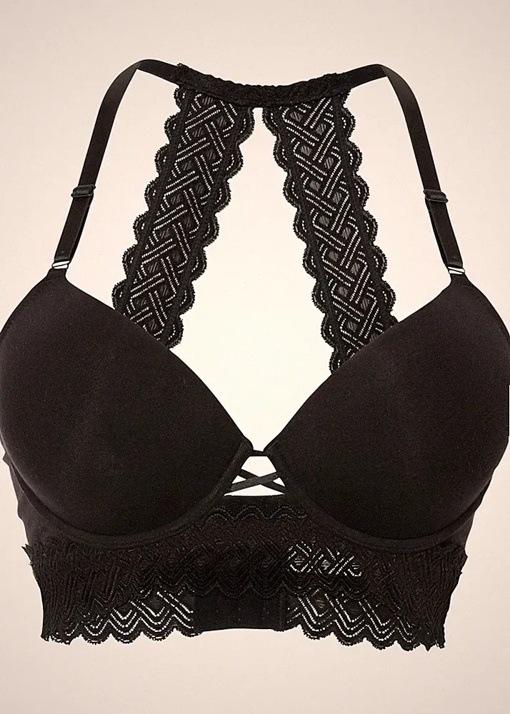 Neu Schalen BH mit Racerback Gr. (100) D Schwarz Damen Bra Oberteil Dessous