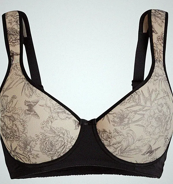 Neu Spacer Schalen Bügel-BH Gr 90 Cup C Schwarz Kreidebeige Bra Dessous Oberteil