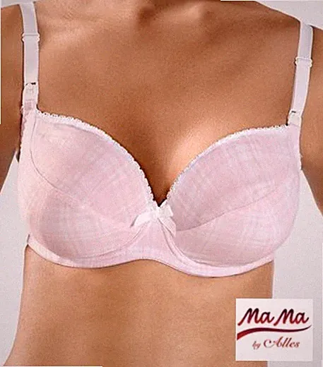 NEU STILL BH mit BÜGEL KARODESSIN mit SPITZE 70 G MAMA by ALLES rosa *458352