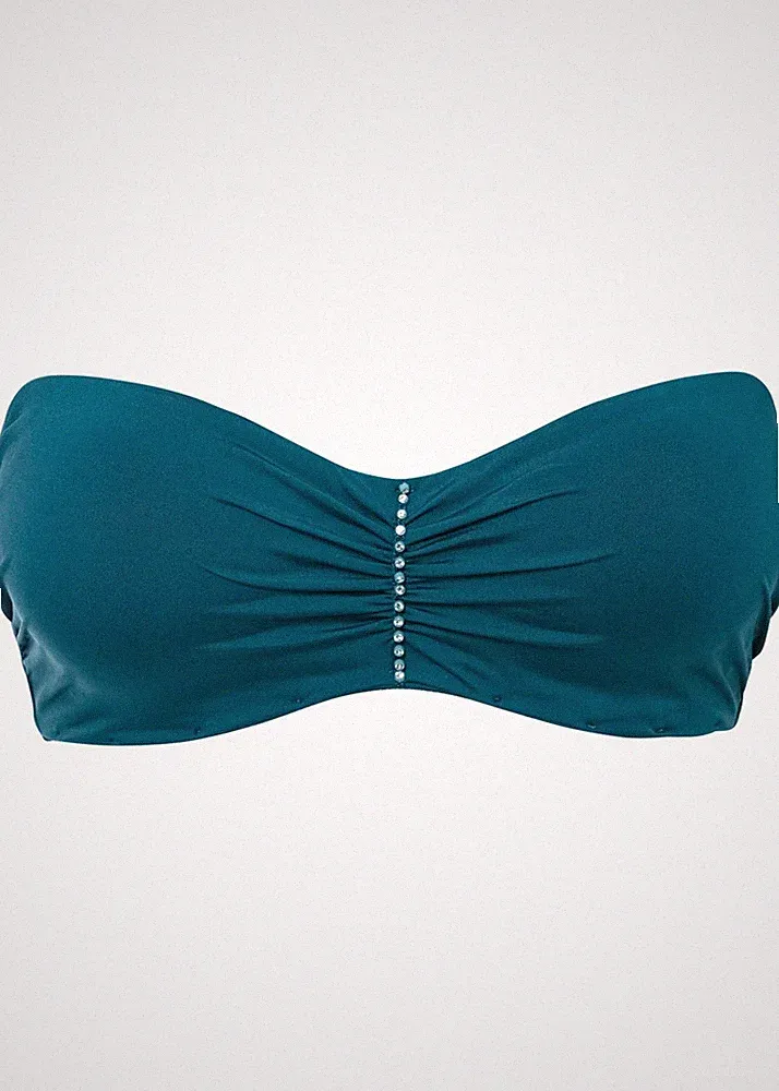 Neu Trägerloser BH mit Bügel Gr. (85) C Blaugrün Damen Bra Dessous