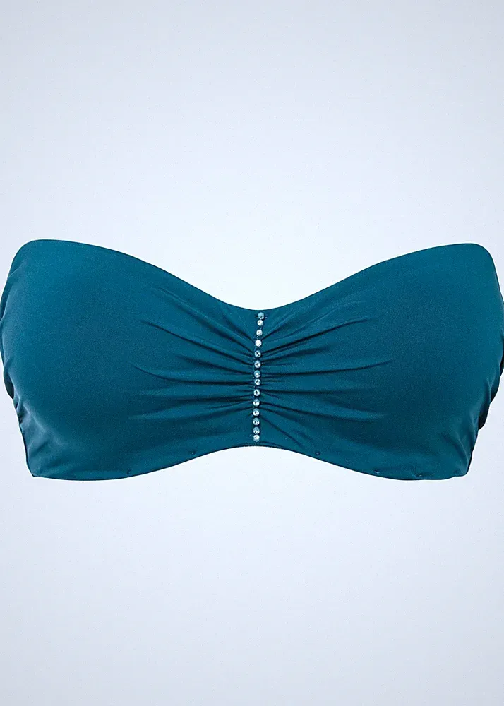 Neu Trägerloser BH mit Bügel Gr. (90) C Blaugrün Damen Bra Dessous