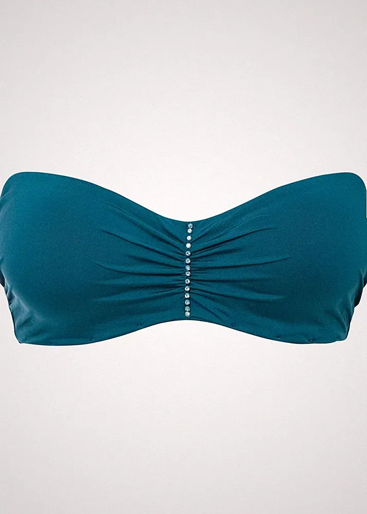 Neu Trägerloser BH mit Bügel Gr. (95) D Blaugrün Damen Bra Dessous