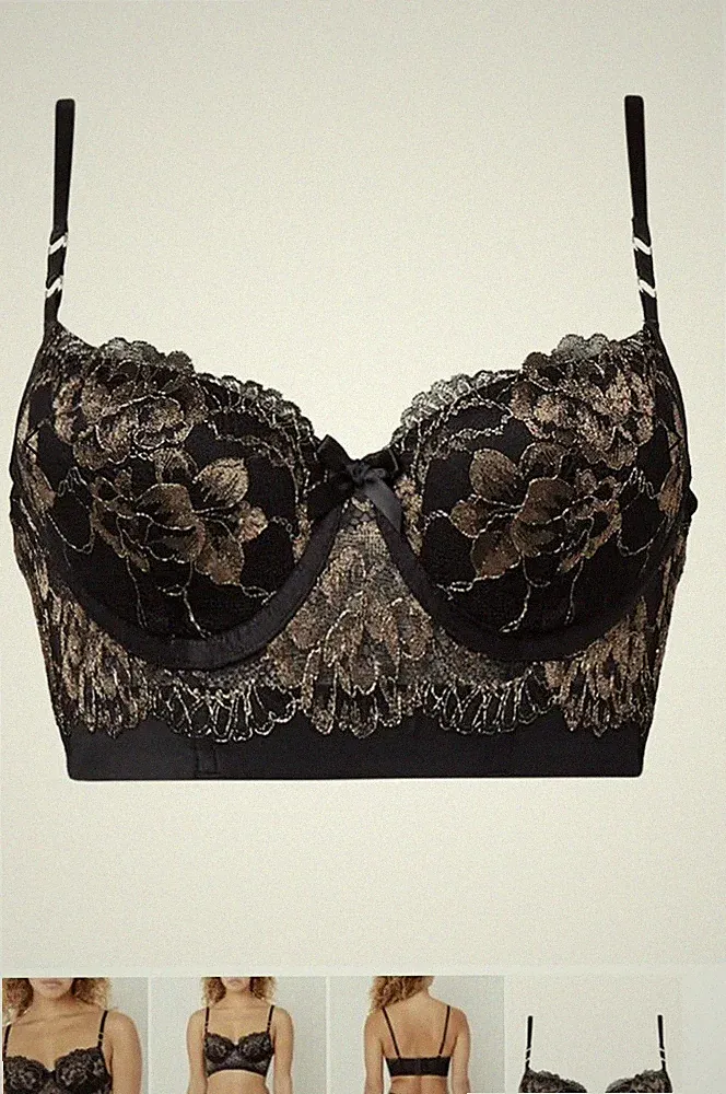 NEU! Traumhafter Hunkemöller „Longline BH Lexi", Gr.75C,schwarz/Gold