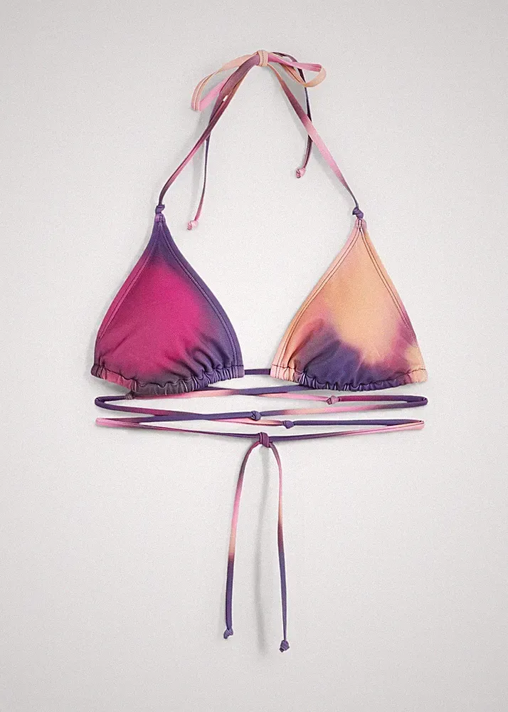 Neu Triangel Bikini Oberteil Gr. 34 Lila Rosa Damen Schwimm-Bade-BH