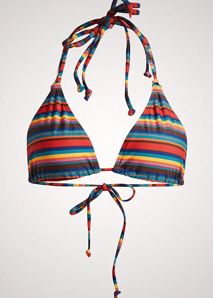 Neu Triangel Bikini Oberteil Gr 36 Bunt Gestreift Bikinioberteil Schwimm-Bade-BH