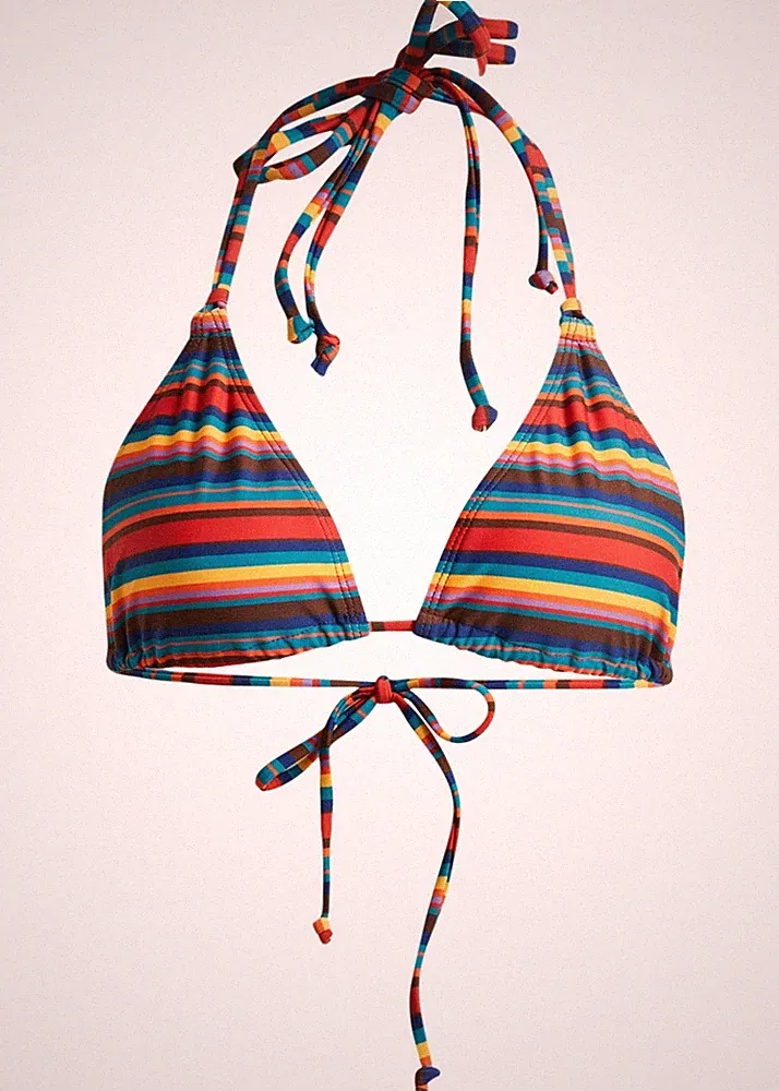 Neu Triangel Bikini Oberteil Gr 38 Bunt Gestreift Bikinioberteil Schwimm-Bade-BH