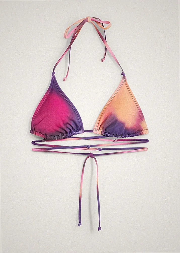 Neu Triangel Bikini Oberteil Gr. 42 Lila Rosa Damen Schwimm-Bade-BH