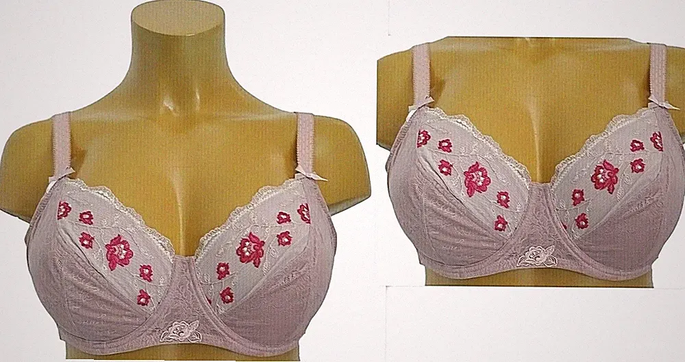 NEU Übergröße Damen Bügel BH Büstenhalter rosa mit Spitze Gr. 100 (48) Cup B