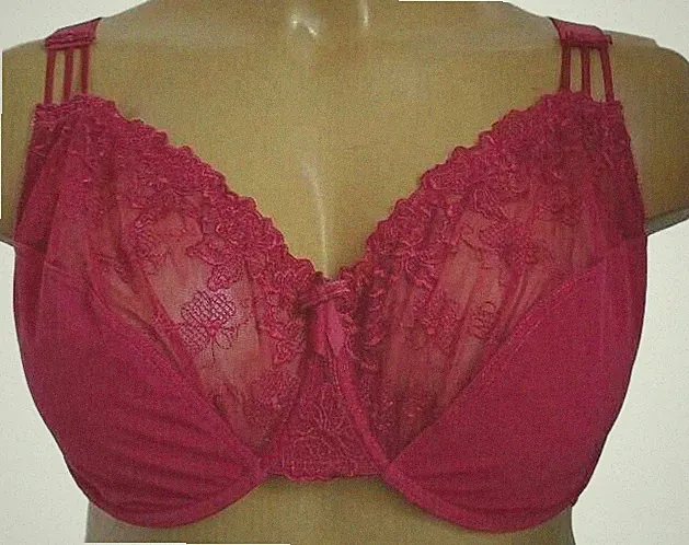 NEU Übergröße Damen Bügel BH Büstenhalter rot Gr. 110 (52) Cup E, 105 (50) Cup C