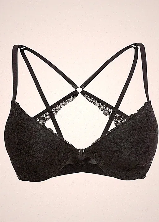Neu Vorderverschluss Schalen BH mit Racerback Gr. (85) D Schwarz Bra Dessous