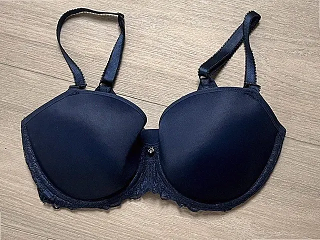 Neuer Fantasie Bügel BH seitlich mit Spitze dunkelblau 65 F ungetragen Neupreis