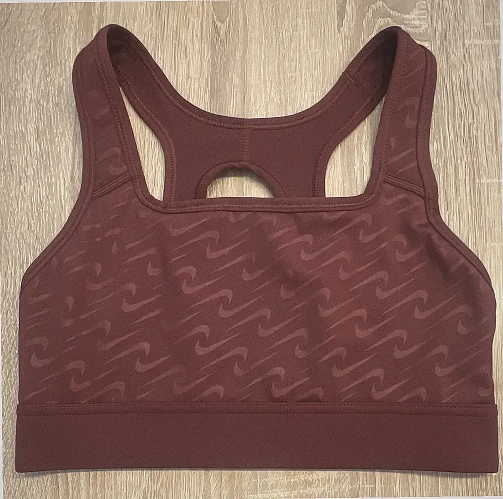 Nike Dri-FIT Damen Sport-BH XS Burgunderrot Crossback ohne Bügel Pullover