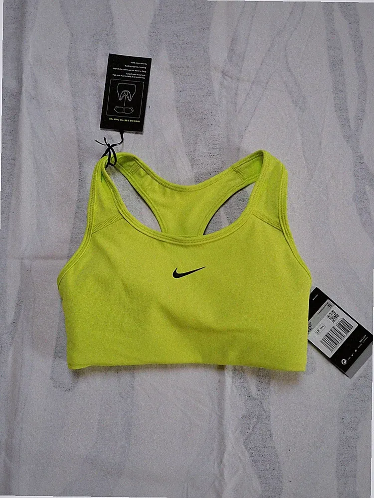 Nike Sport BH Swoosh Bra Medium Support neongelb XS 65B NEU
