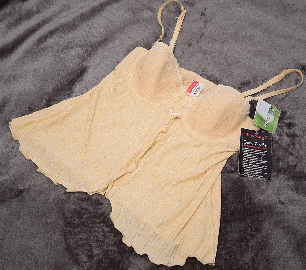 NINA VON C Sexy Süß Damen Dessous Bügel BH-Hemd Bustier 75A Neu Puder Vanille