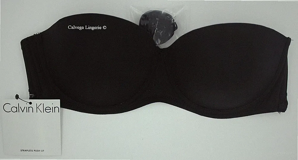 Nwt Calvin Klein F3769 Trägerlos, T-Shirt, Push-Up Spitzen Bh, Schwarz