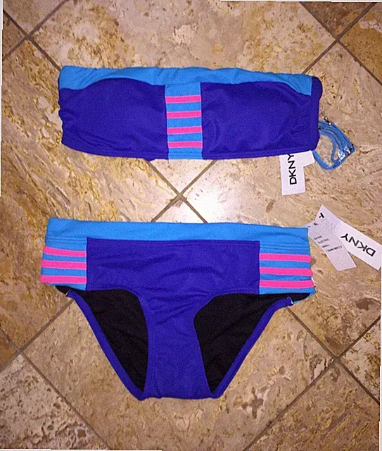 Nwt DKNY Donna Karan A-Lister Elektrisch Blau Bandeau Bikini Badeanzug Damen