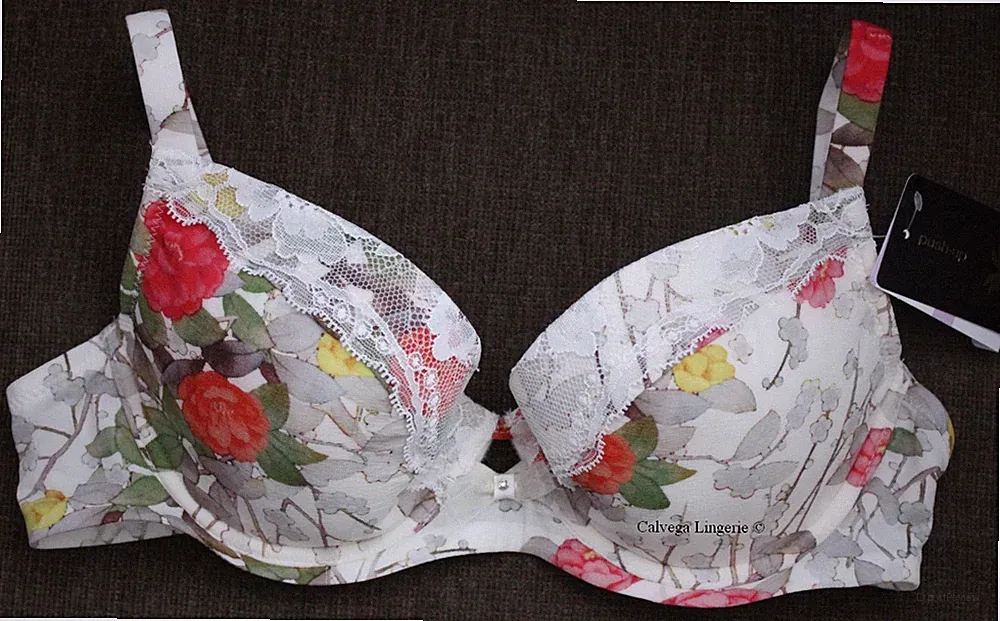 Nwt Wacoal WEBFA306 CM Kyoto " Demi,Push-Up,Spitzen Bh,Creme,Blumendruck,32D
