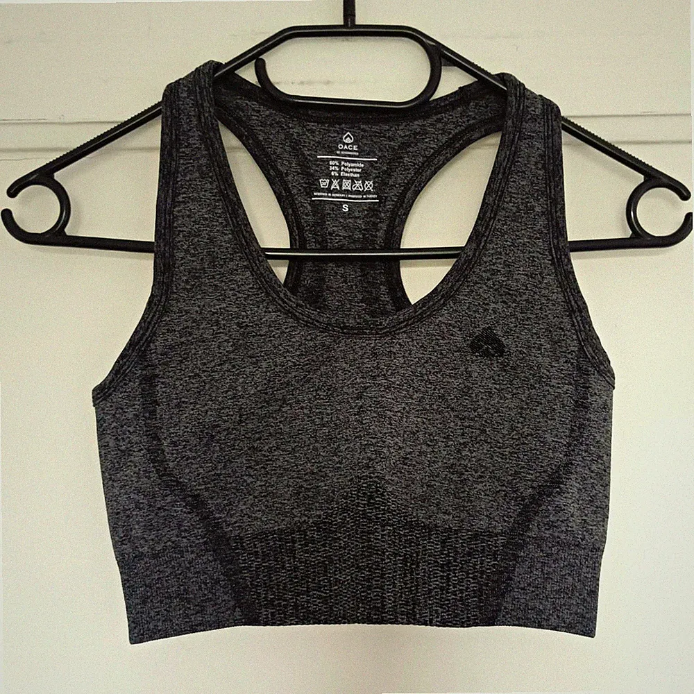 OACE Damen Sport-BH Racerback ohne Bügel grau Größe S