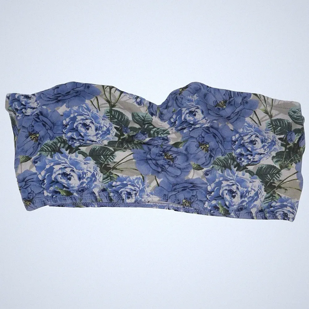 ONLY, Bandeau-BH, Größe: L, Blau/Weiß/Grün, Baumwolle/Elasthan, Blumen #Lb1