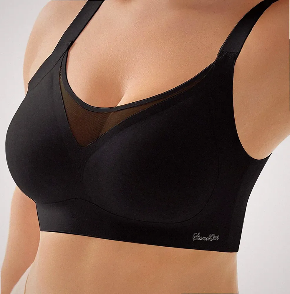 OSDUE BH Damen ohne Bügel, Kabellose Push-Up BHS, Bequem, Soft, V-Ausschnitt Bra