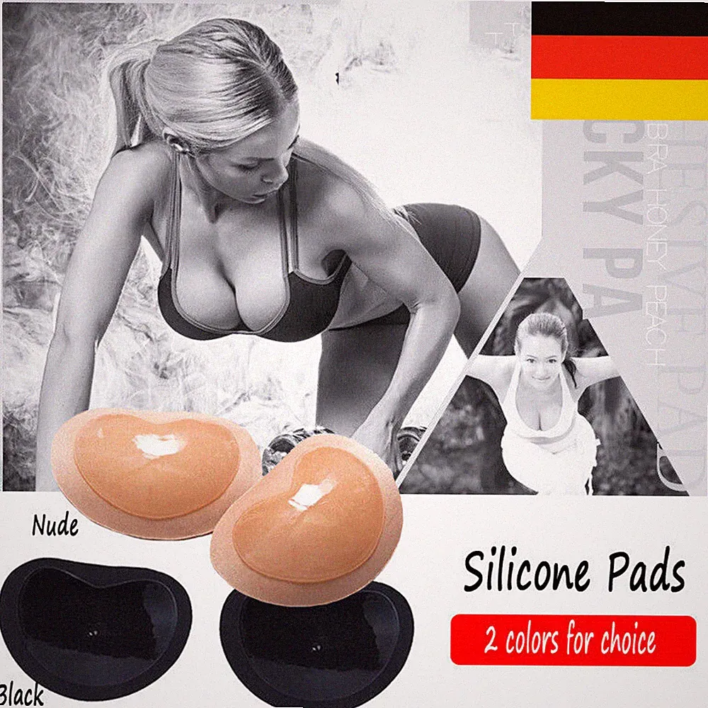 Paar Silikon Push Up BH Pads Gel Einlagen Hautfarben Schwarz Brustvergrößerung