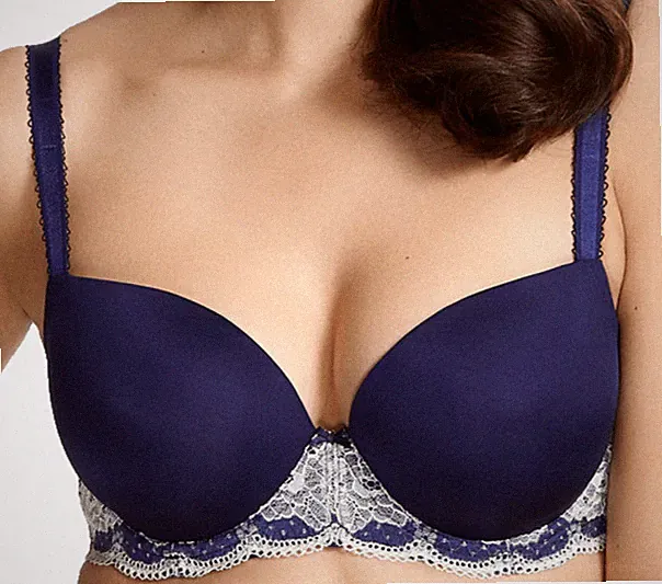 Panache Clara Navy Damen Schalen T-shirt BH mit Bügel Gr.65I 30G + Spitze 7251